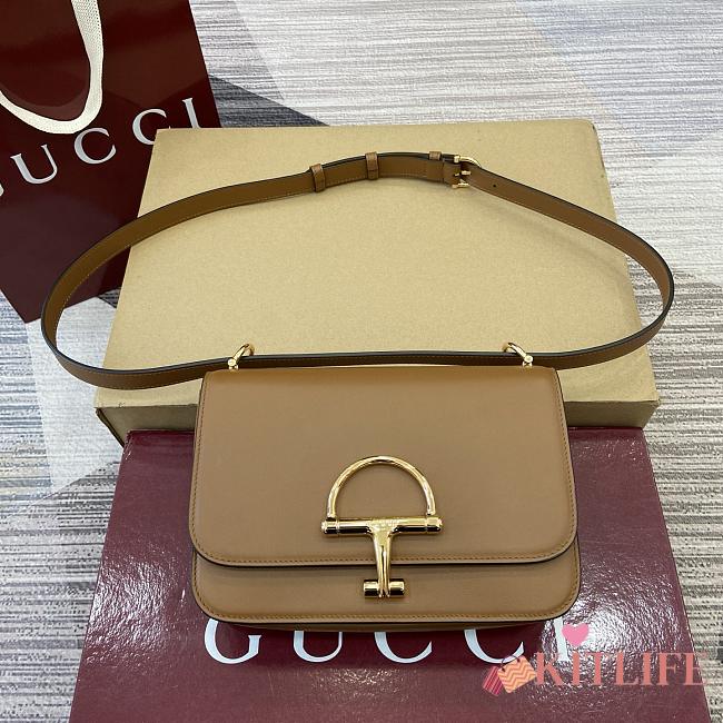 Kitlife Gucci Siena Small Shoulder Bag Brown Leather 846705 22.5x14x8cm  - 1