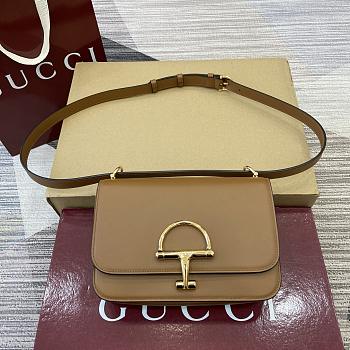 Kitlife Gucci Siena Small Shoulder Bag Brown Leather 846705 22.5x14x8cm 