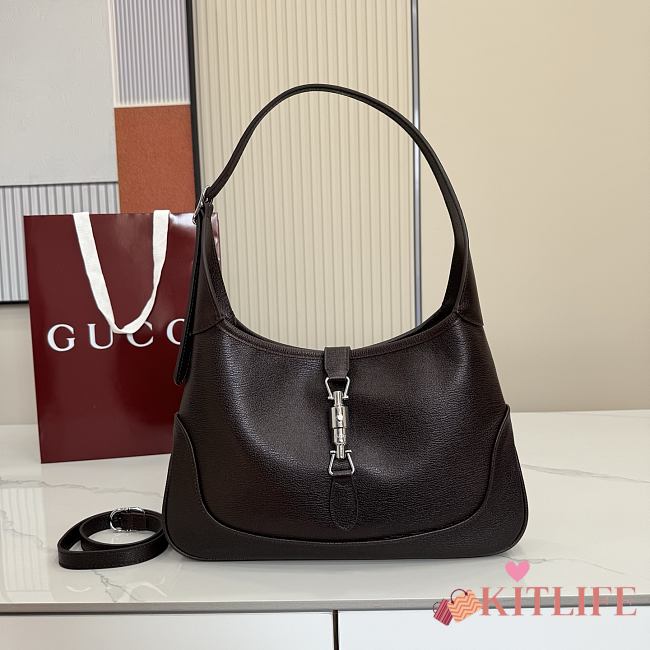 Kitlife Gucci Jackie 1961 Medium Shoulder Bag Dark Brown Leather 863136 31.5x22x4.5cm  - 1
