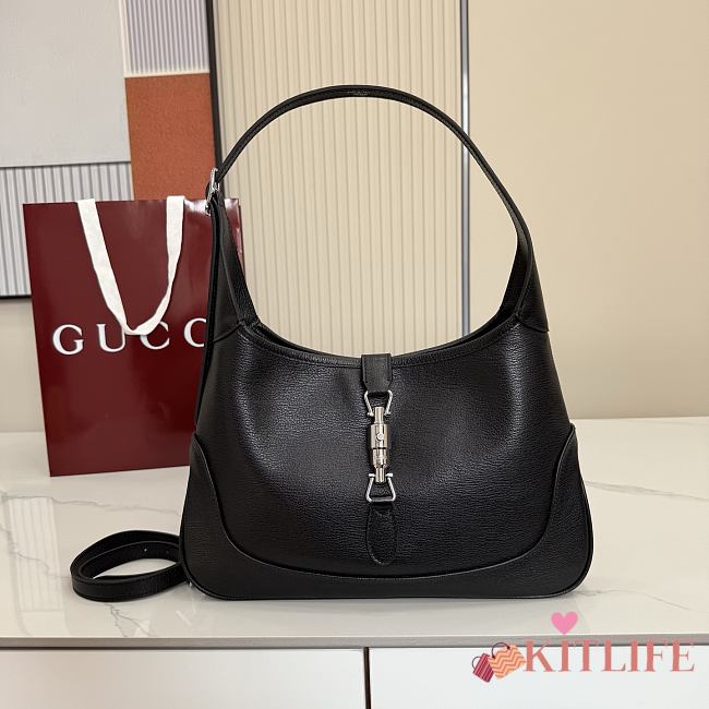 Kitlife Gucci Jackie 1961 Medium Shoulder Bag Black Leather 863136 31.5x22x4.5cm  - 1