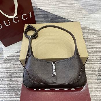 Kitlife Gucci Jackie Slim Small Shoulder Bag Dark Brown Leather 863137 28x16x3.5cm 
