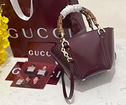 Kitlife Gucci Mini Bamboo Top Handle Tote Bag Burgundy 805832 27×14×11.5cm - 2