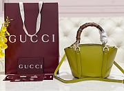 Kitlife Gucci Mini Bamboo Top Handle Tote Bag Green Yellow 805832 27×14×11.5cm  - 1