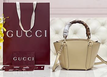 Kitlife Gucci Mini Bamboo Top Handle Tote Bag Cream 805832 27×14×11.5cm 