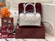 Kitlife Gucci GG Emblem Small Boston Bag Silver Patent GG Leather 848889 20.5×14×11.5cm - 6