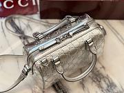 Kitlife Gucci GG Emblem Small Boston Bag Silver Patent GG Leather 848889 20.5×14×11.5cm - 5