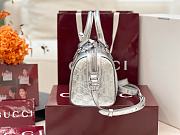 Kitlife Gucci GG Emblem Small Boston Bag Silver Patent GG Leather 848889 20.5×14×11.5cm - 2