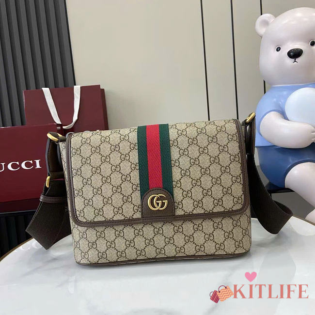 Kitlife Gucci Ophidia Medium Messenger Bag Beige And Dark Brown Fabric 834467 29.5×20×8cm  - 1