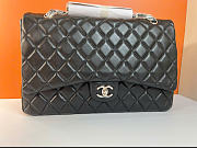 Kitlife Chanel Maxi Classic Flap Bag Black Silver Hardware 33x22x10cm - 1