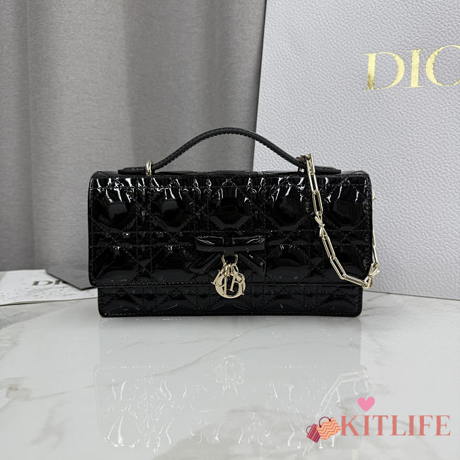 Kitlife Dior My Dior Mini Bag Black Cannage Patent Leather 21x11.5x4.5cm - 1