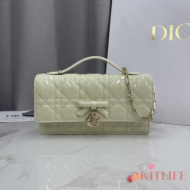Kitlife Dior My Dior Mini Bag Light Green Cannage Patent Leather 21x11.5x4.5cm - 1