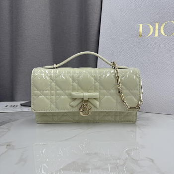 Kitlife Dior My Dior Mini Bag Light Green Cannage Patent Leather 21x11.5x4.5cm