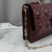 Kitlife Dior My Dior Mini Bag Burgundy Cannage Patent Leather 21x11.5x4.5cm - 3