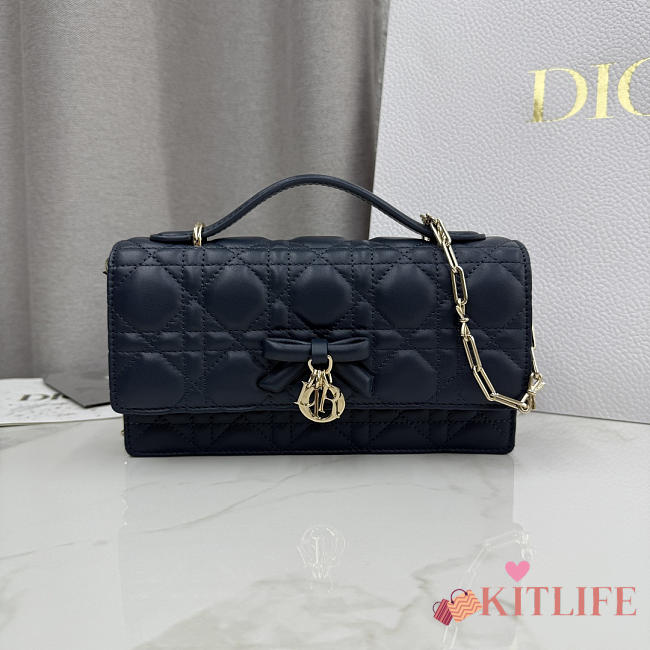 Kitlife Dior My Dior Mini Bag Dark Blue Cannage Leather 21x11.5x4.5cm  - 1