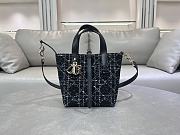 Kitlife Dior Small Toujours Vertical Tote Bag Black Tweed with White Cannage Motif 16×18×12cm - 1