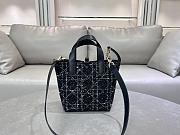 Kitlife Dior Small Toujours Vertical Tote Bag Black Tweed with White Cannage Motif 16×18×12cm - 5