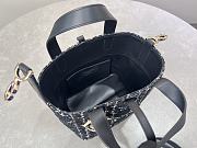 Kitlife Dior Small Toujours Vertical Tote Bag Black Tweed with White Cannage Motif 16×18×12cm - 4