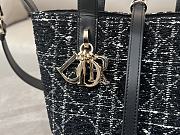 Kitlife Dior Small Toujours Vertical Tote Bag Black Tweed with White Cannage Motif 16×18×12cm - 2