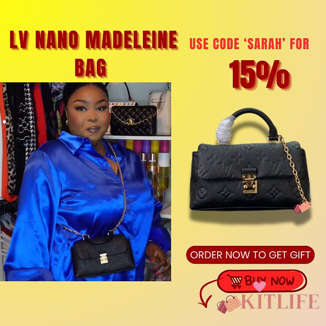 Kitlife Louis Vuitton Nano Madeleine Bag Black M12144 21x12.5x6cm - 1