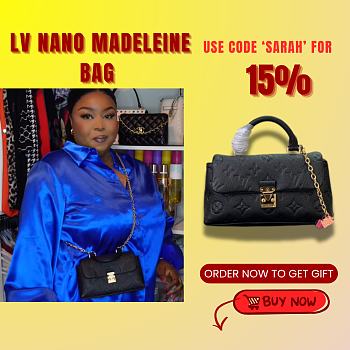 Kitlife Louis Vuitton Nano Madeleine Bag Black M12144 21x12.5x6cm