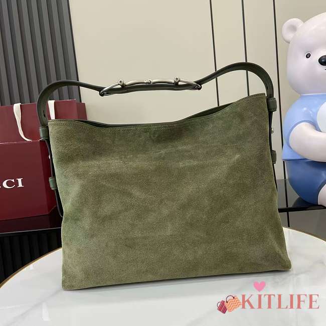 Kitlife Gucci Beatrix Medium Tote Bag Dark Green Suede 850926 35x27.5x11cm - 1