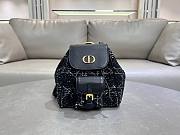 Kitlife Dior Caro Backpack Black Tweed with White Cannage Motif 19.5x18.5x8.5cm  - 1