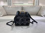 Kitlife Dior Caro Backpack Black Tweed with White Cannage Motif 19.5x18.5x8.5cm  - 6