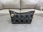 Kitlife Dior Diorstar Hobo Chain Bag Black Tweed with White Cannage Motif 28.5x14.5x10cm - 1