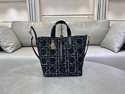 Kitlife Dior Medium Toujours Vertical Tote Bag Black Tweed with White Cannage Motif 23x25x11cm - 1