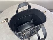 Kitlife Dior Medium Toujours Vertical Tote Bag Black Tweed with White Cannage Motif 23x25x11cm - 5