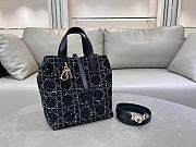 Kitlife Dior Medium Toujours Vertical Tote Bag Black Tweed with White Cannage Motif 23x25x11cm - 3