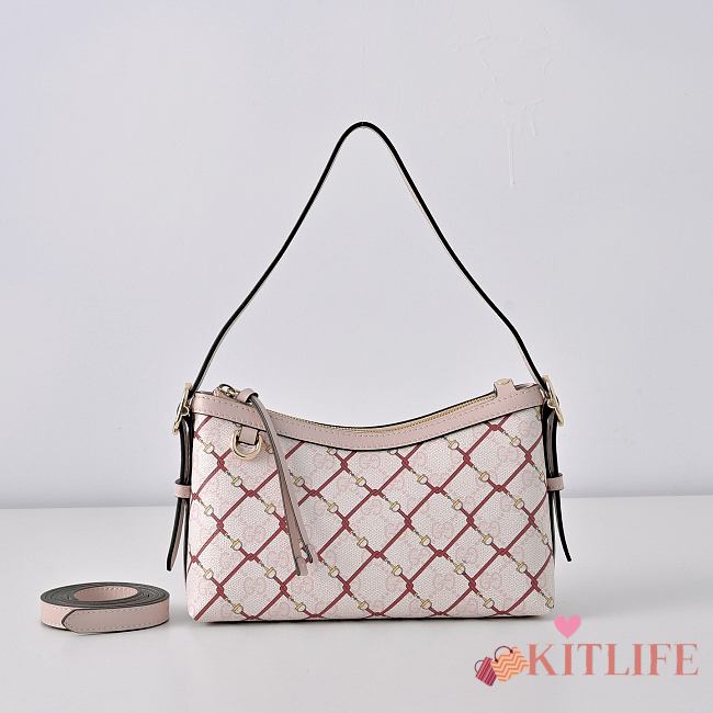 Kitlife Gucci GG Emblem Small Shoulder Bag Pink & Rosso Ancora Red 847450 22×14×8cm - 1