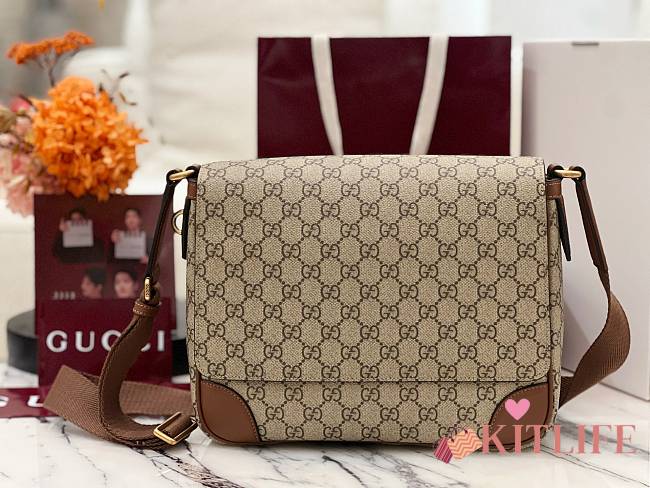 Kitlife Gucci GG Emblem Medium Crossbody Bag Beige 821154 29×23×7.5cm - 1