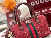 Kitlife Gucci Ophidia Crystals Small Boston Bag Rosso Ancora Red 841294 21x13x11cm - 4