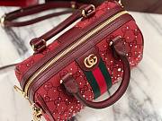 Kitlife Gucci Ophidia Crystals Small Boston Bag Rosso Ancora Red 841294 21x13x11cm - 2