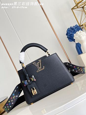 Kitlife Louis Vuitton x TM Capucines BB Bag Black with Tricolor Charm M48865 27x9x17cm