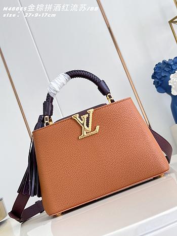 Kitlife Louis Vuitton Capucines BB Bag Gold Brown with Burgundy Tassel M48865 27x9x17cm
