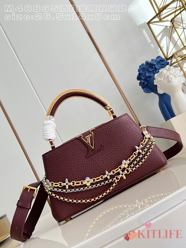Kitlife Louis Vuitton Capucines East West BB Bag Burgundy M48865 26.5x14x8cm  - 1