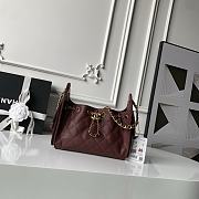 Kitlife Chanel 25C Drawstring Bucket Hobo Bag Burgundy Grained Leather 20x22x12.5cm  - 1