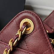 Kitlife Chanel 25C Drawstring Bucket Hobo Bag Burgundy Grained Leather 20x22x12.5cm  - 3