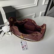 Kitlife Chanel 25C Drawstring Bucket Hobo Bag Burgundy Grained Leather 20x22x12.5cm  - 2