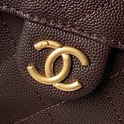 Kitlife Chanel 25C Drawstring Bucket Hobo Bag Dark Brown Grained Leather 20x22x12.5cm  - 6