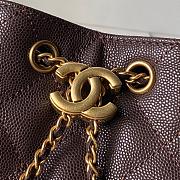 Kitlife Chanel 25C Drawstring Bucket Hobo Bag Dark Brown Grained Leather 20x22x12.5cm  - 4