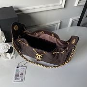 Kitlife Chanel 25C Drawstring Bucket Hobo Bag Dark Brown Grained Leather 20x22x12.5cm  - 3
