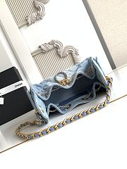 Kitlife Chanel 25C Drawstring Bucket Hobo Bag Blue Denim 20x22x12.5cm  - 6