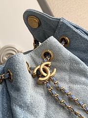 Kitlife Chanel 25C Drawstring Bucket Hobo Bag Blue Denim 20x22x12.5cm  - 3