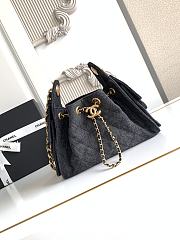 Kitlife Chanel 25C Drawstring Bucket Hobo Bag Black Denim 20x22x12.5cm  - 1