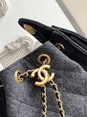 Kitlife Chanel 25C Drawstring Bucket Hobo Bag Black Denim 20x22x12.5cm  - 2