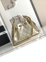 Kitlife Chanel 25C Drawstring Bucket Hobo Bag Light Gold Leather 20x22x12.5cm  - 3