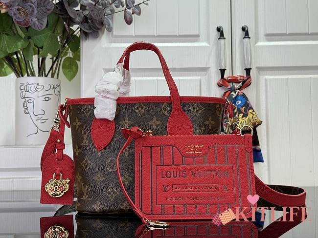 Kitlife Louis Vuitton Neverfull Inside Out BB Red M28318 26.5x16.5x11cm - 1